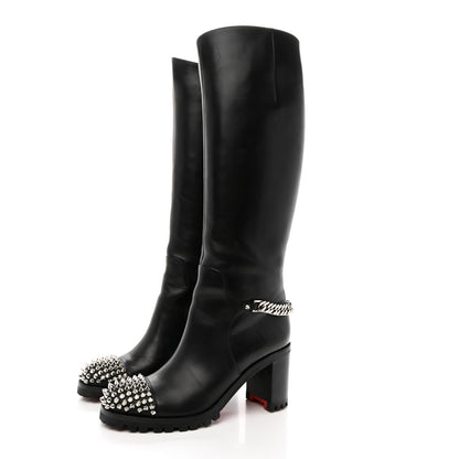 Christian Louboutin Calfskin Napaleona 70 Spikes Boots 37 Black 3 of 16