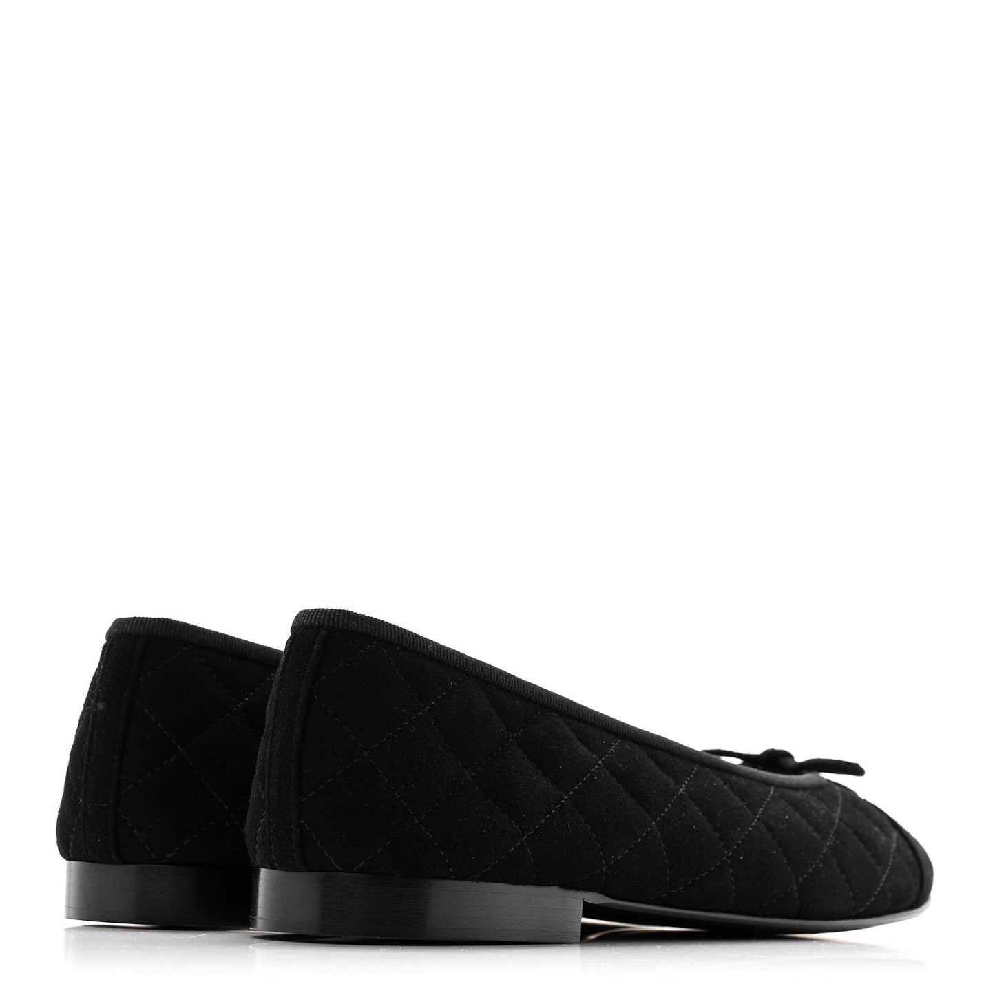 Suede Quilted Cap Toe CC Ballerina Flats 39.5 Black
