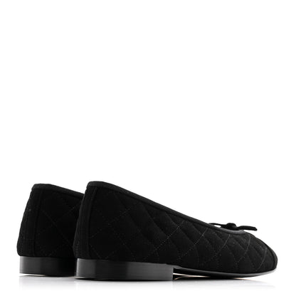 Chanel Suede Quilted Cap Toe CC Ballerina Flats 39.5 Black 5 of 11