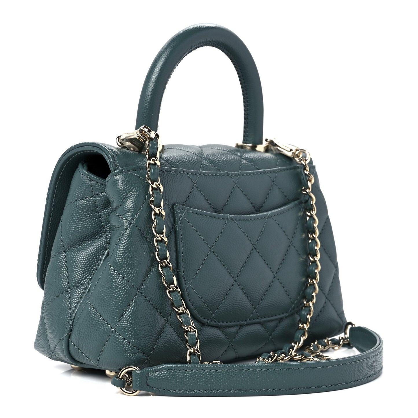 Caviar Quilted Extra Mini Coco Handle Flap Green