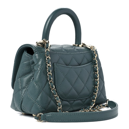 Chanel Caviar Quilted Extra Mini Coco Handle Flap Green 3 of 13