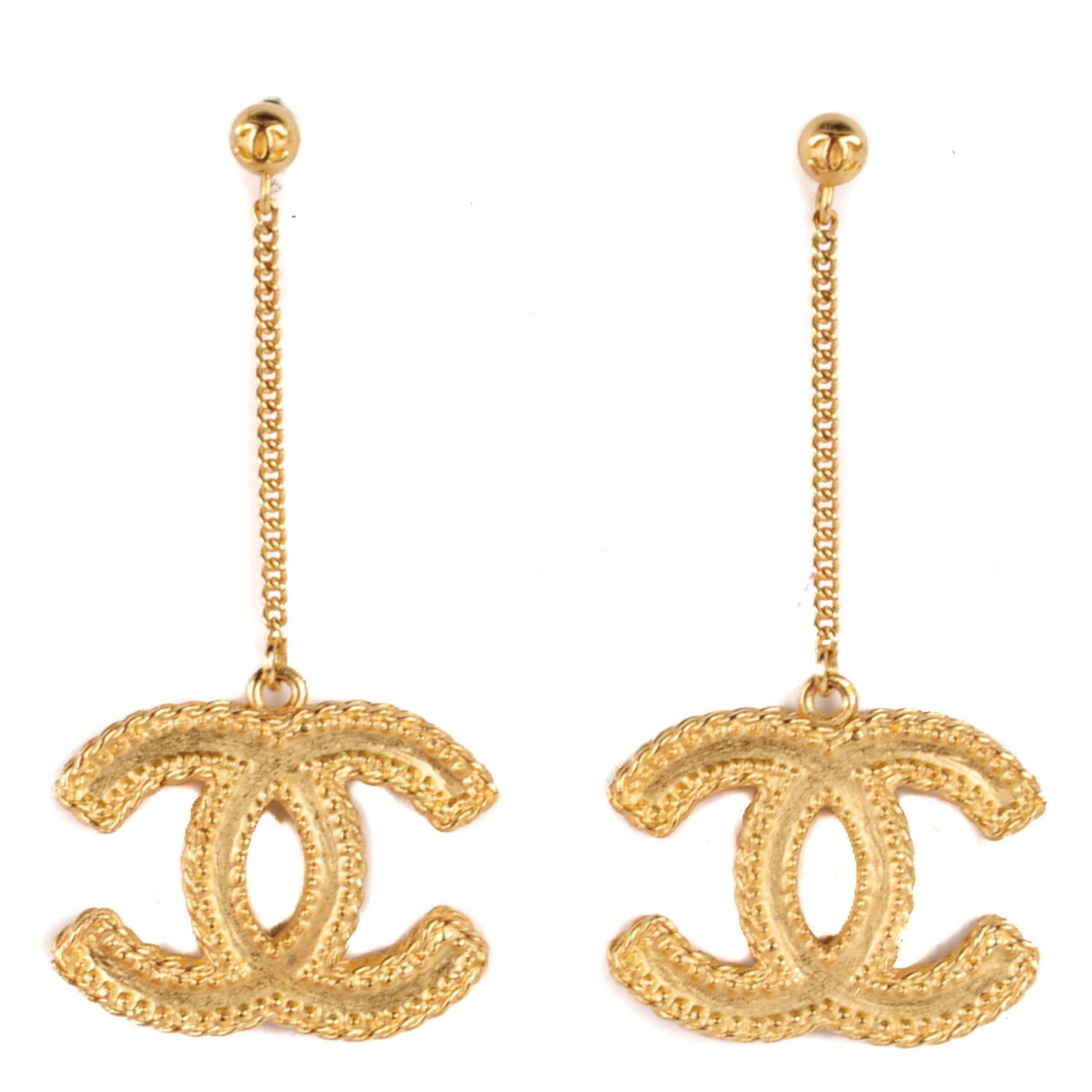 CC Drop Earrings Matte Gold