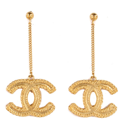 Chanel CC Drop Earrings Matte Gold 1 of 3