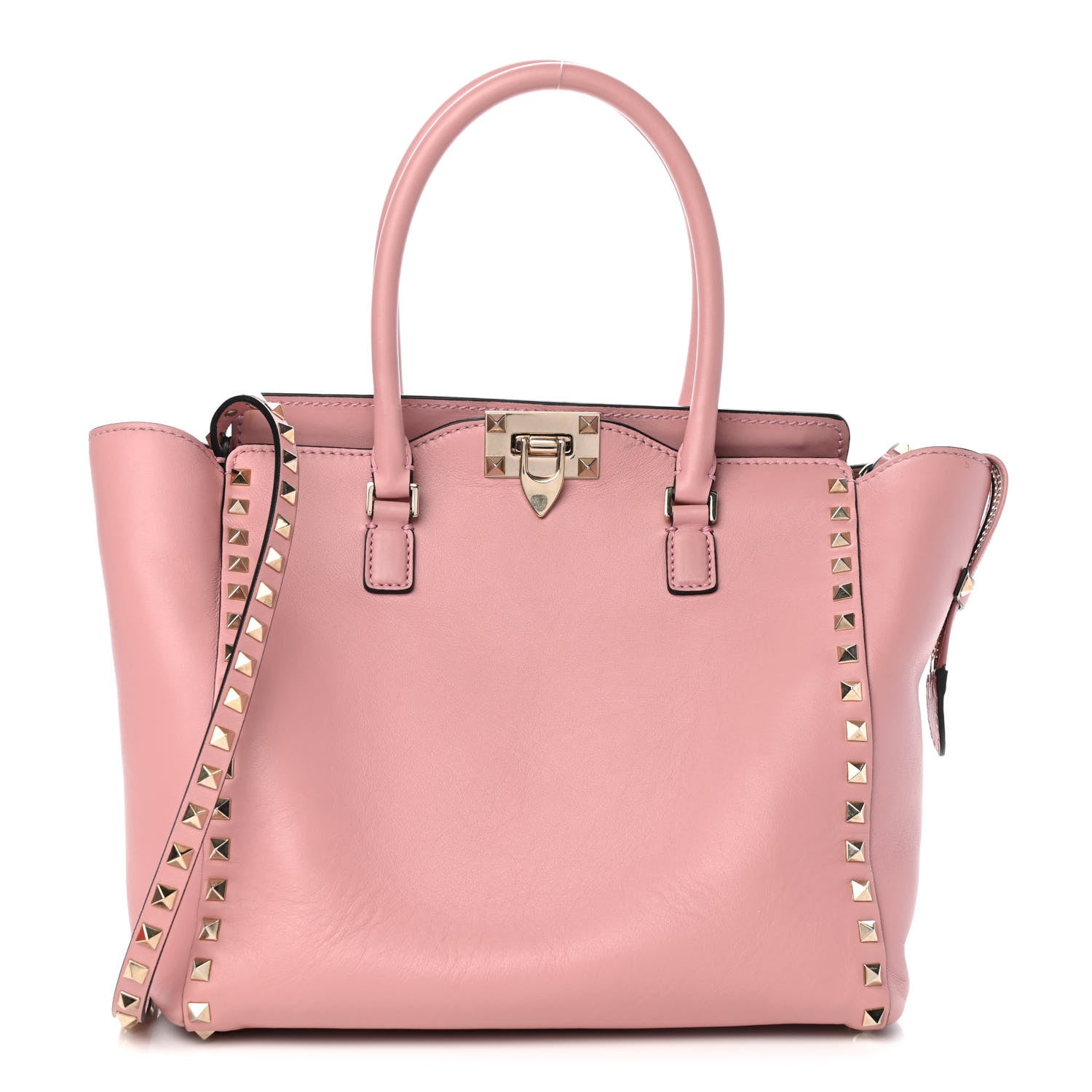 Valentino Garavani Vitello Rockstud Double Handle Tote Pop Gardenia 1 of 9