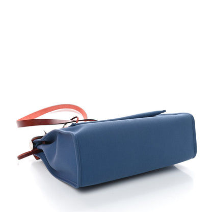 Hermes Vache Hunter Toile Militaire Herbag Zip 31 PM Bleu Agate Rouge H 4 of 10
