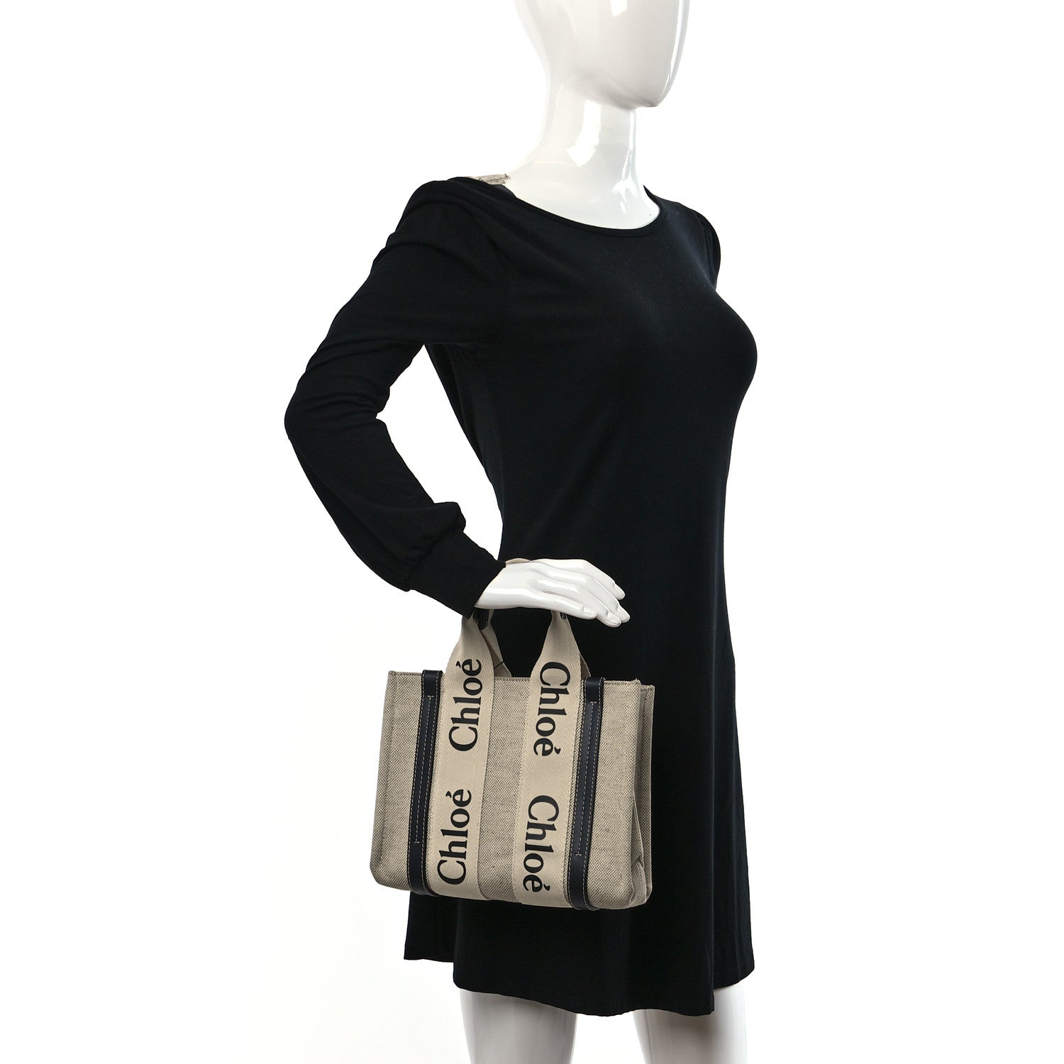 Chloe Cotton Calfskin Small Woody Ribbon Tote White 2 of 8