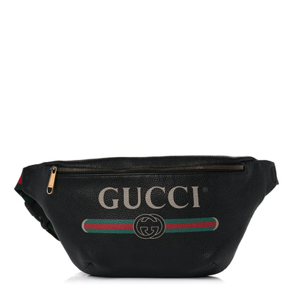 Gucci Grained Calfskin Logo Belt Bag Black 1 of 11