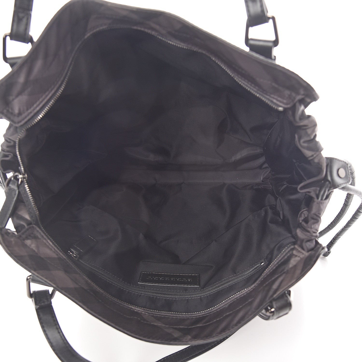 Burberry Nylon Check Small Buckleigh Packable Tote Charcoal 4 of 8