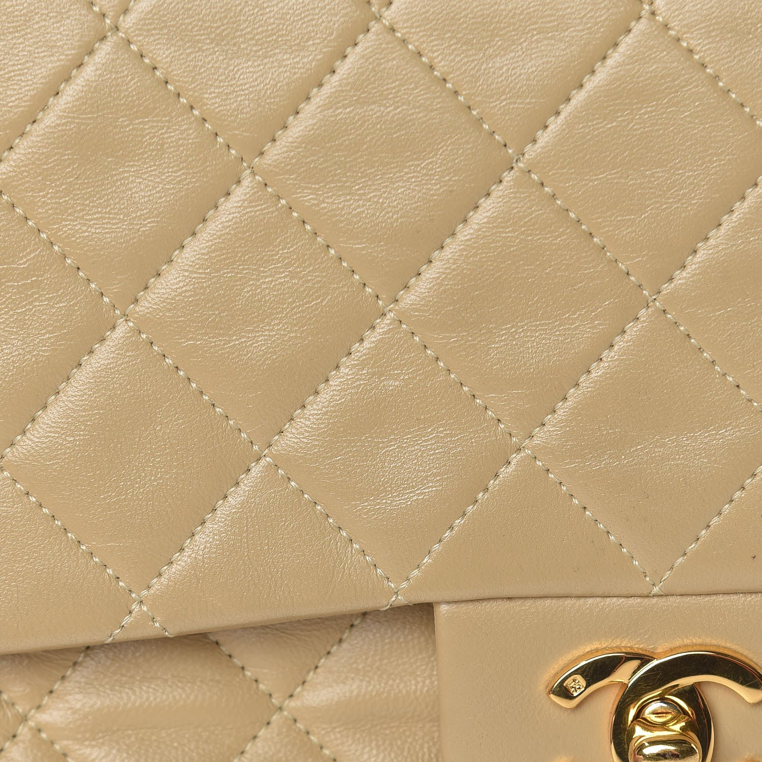 Chanel Lambskin Quilted Medium Double Flap Beige 22 of 23