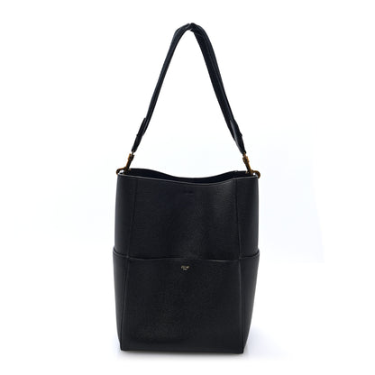 Celine Soft Grained Calfskin Sangle Bucket Bag Black 1 of 9