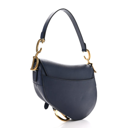 Christian Dior Grained Calfskin Saddle Bag Indigo Blue 2 of 10