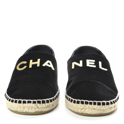 Chanel Velvet Logo Espadrilles 39 Black 2 of 8