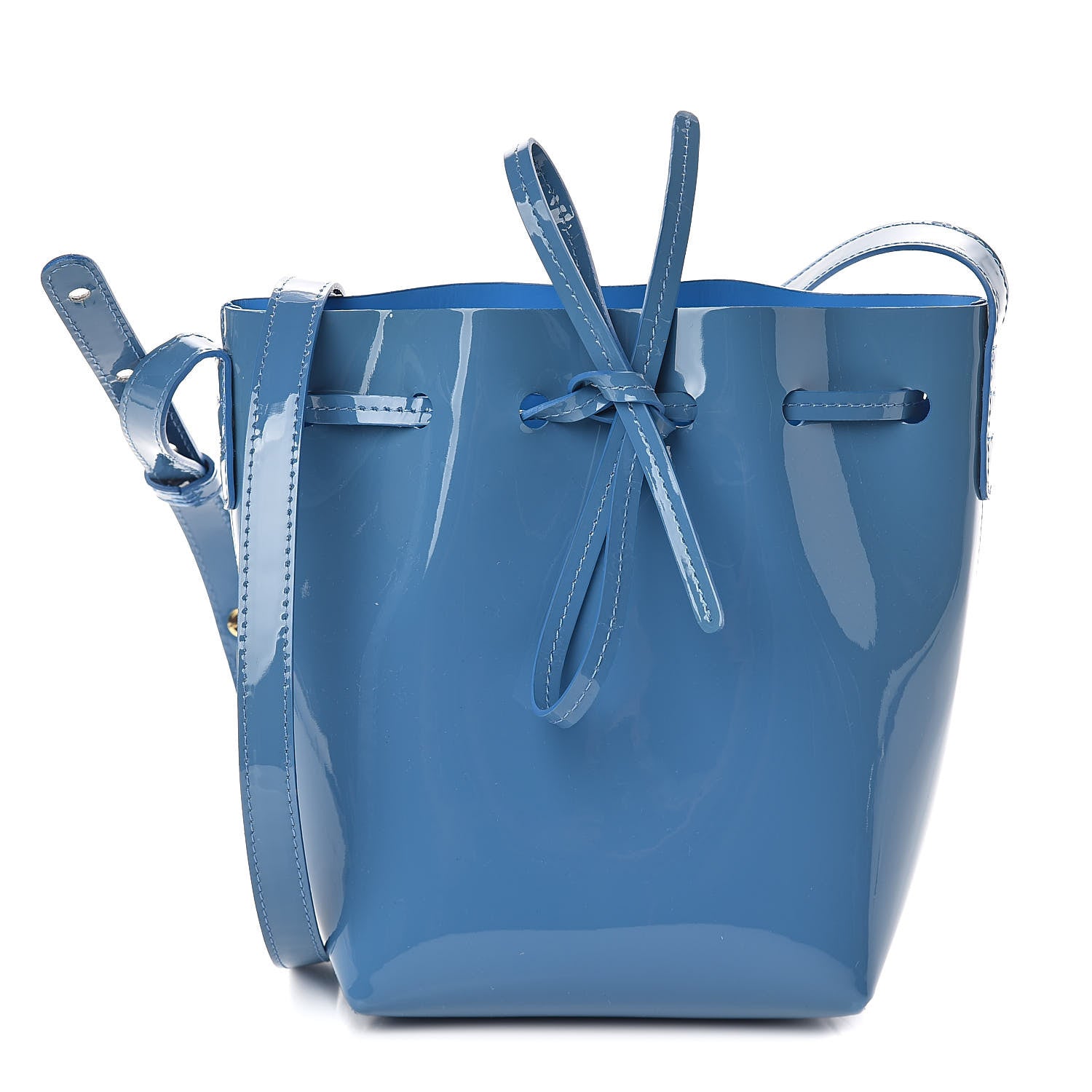 Mansur Gavriel Patent Calfskin Mini Mini Bucket Bag Blue 1 of 9