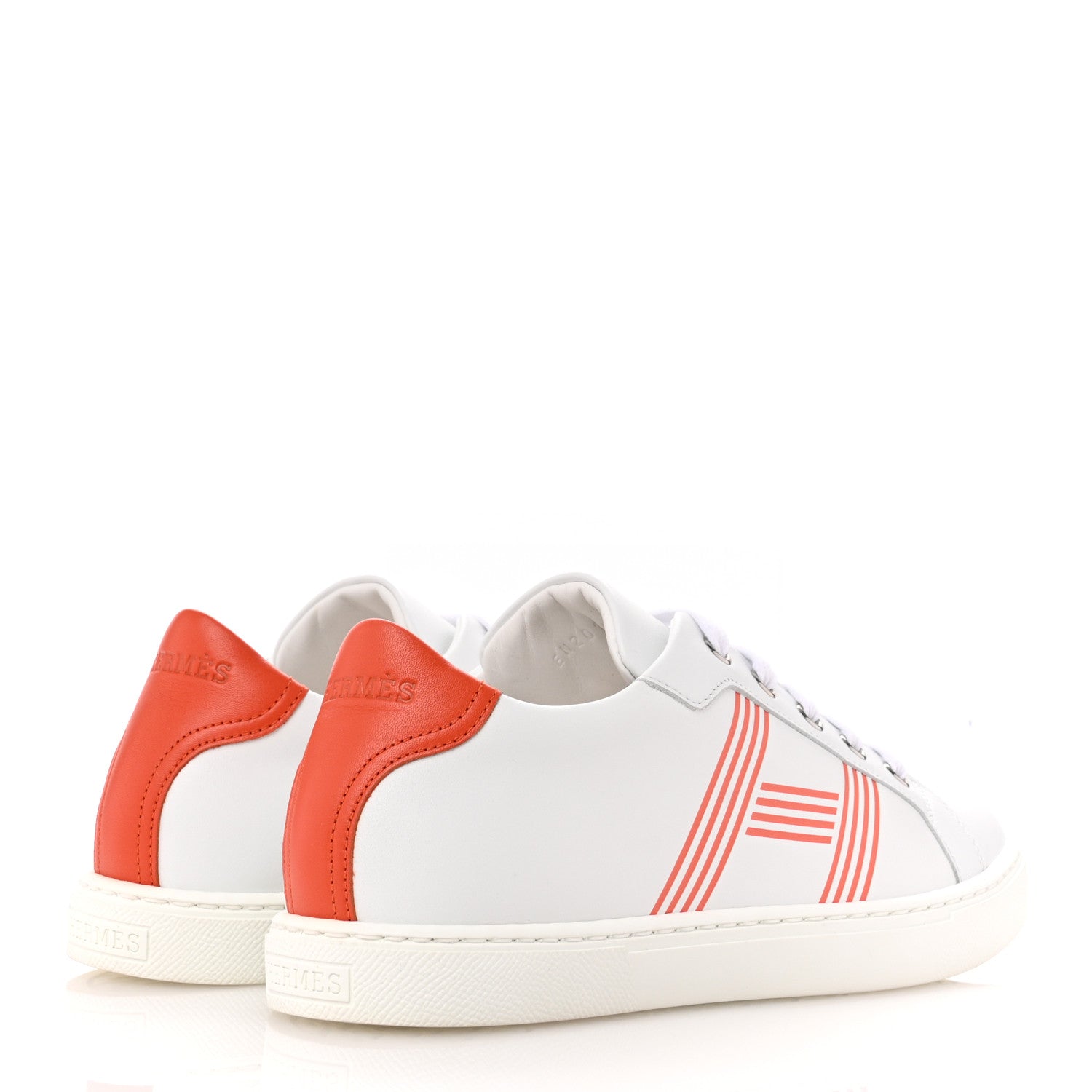 Hermes Calfskin Womens Advantage Sneakers 36 White Orange 5 of 13