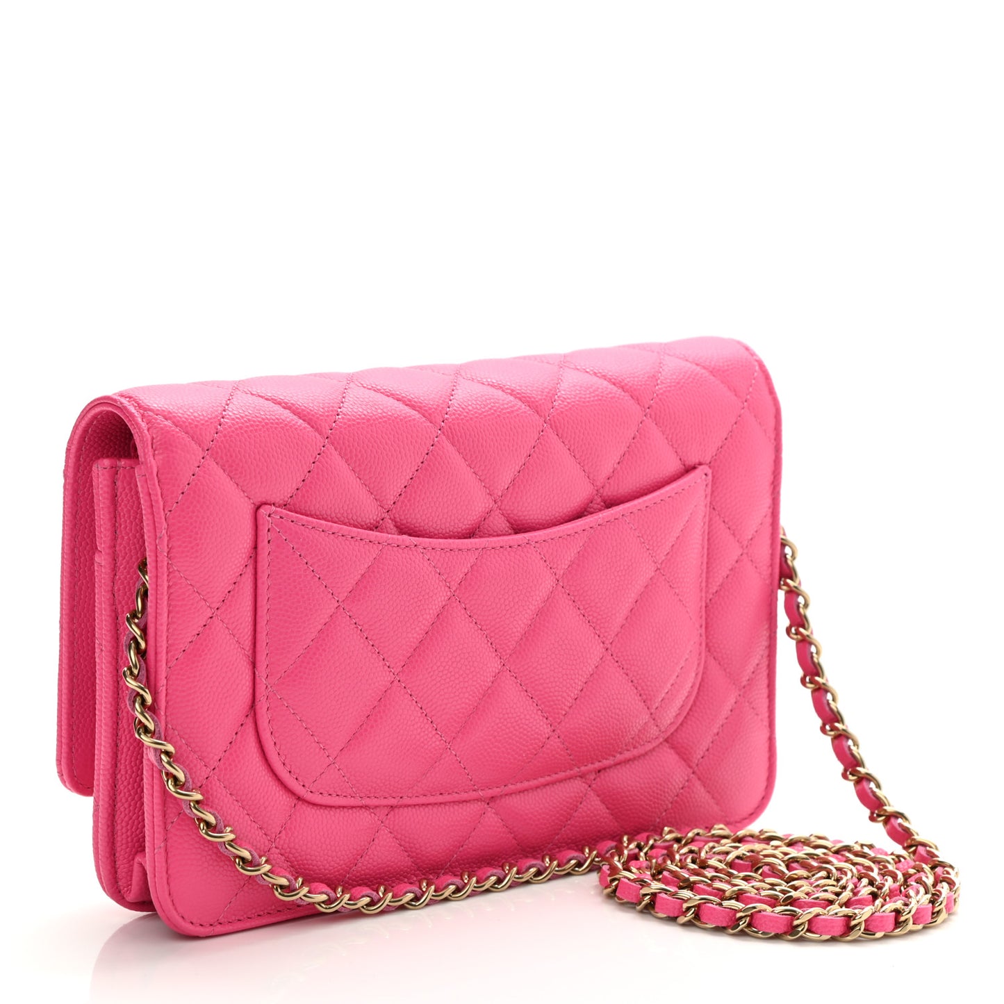 Caviar Quilted Wallet On Chain WOC Fuchsia