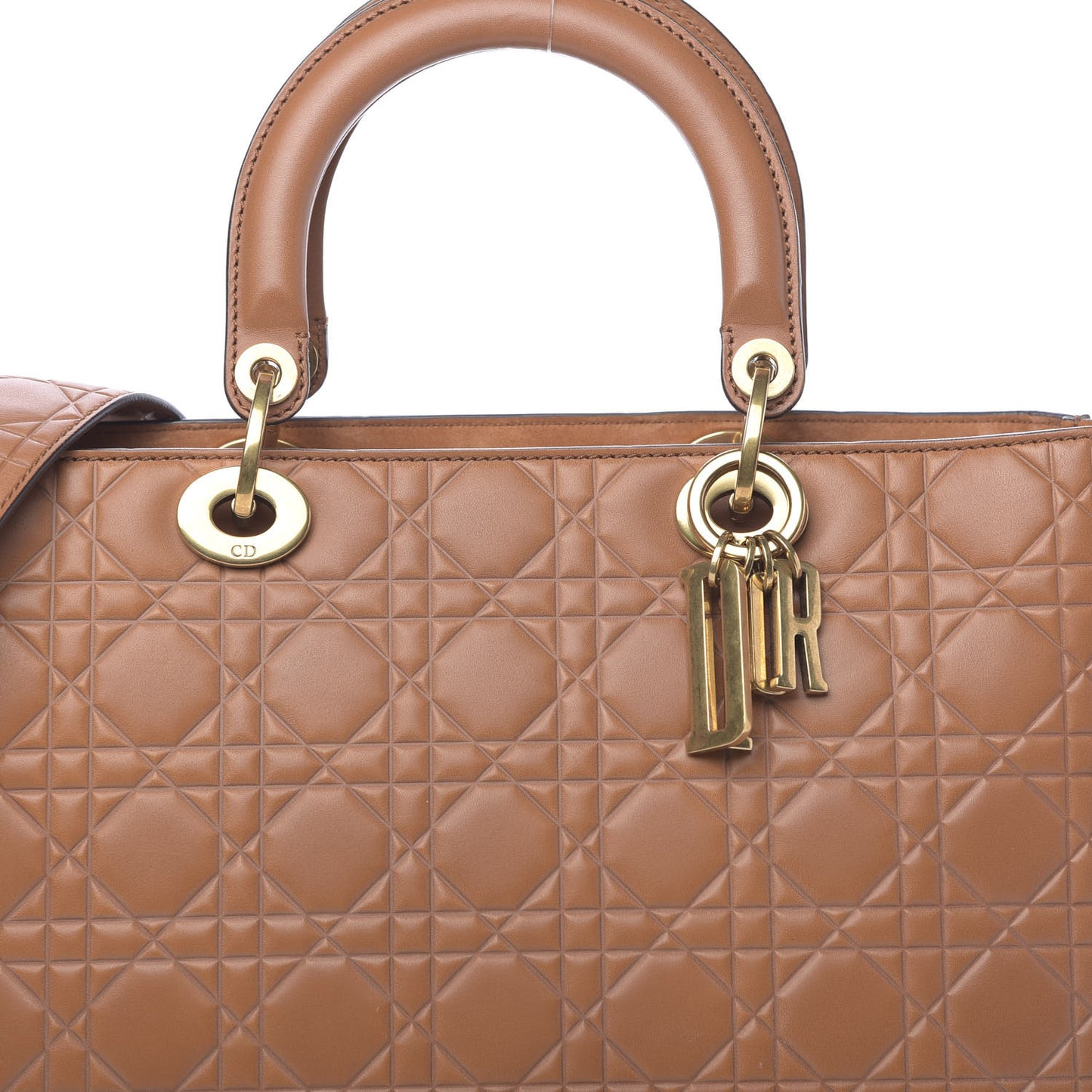 Lambskin Cannage Large Lady Dior Dark Beige
