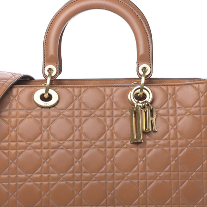 Christian Dior Lambskin Cannage Large Lady Dior Dark Beige 9 of 11