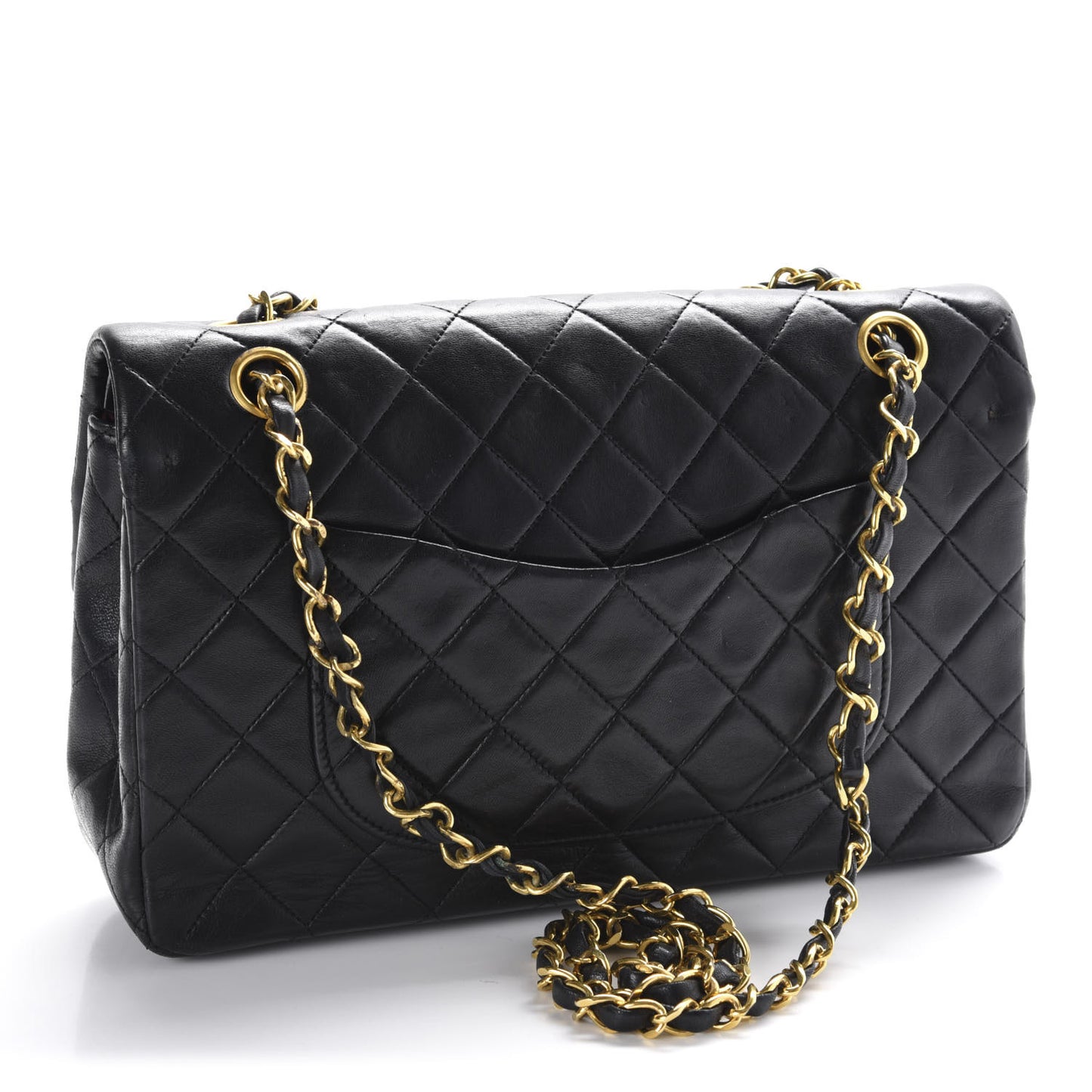 Lambskin Quilted Medium Double Flap Black