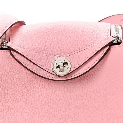 Hermes Taurillon Clemence Verso Mini Lindy 20 Rose Sakura Gris Perle 6 of 9