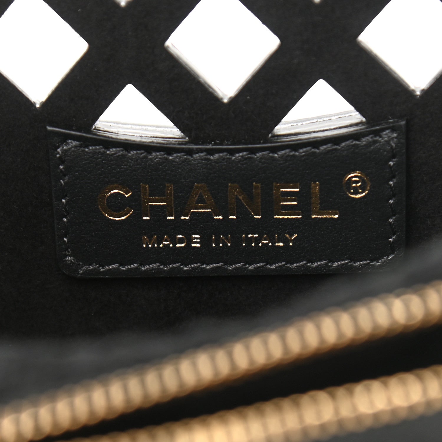Chanel Metallic Lambskin Small Sea Through Flap Gold Black 9 of 14