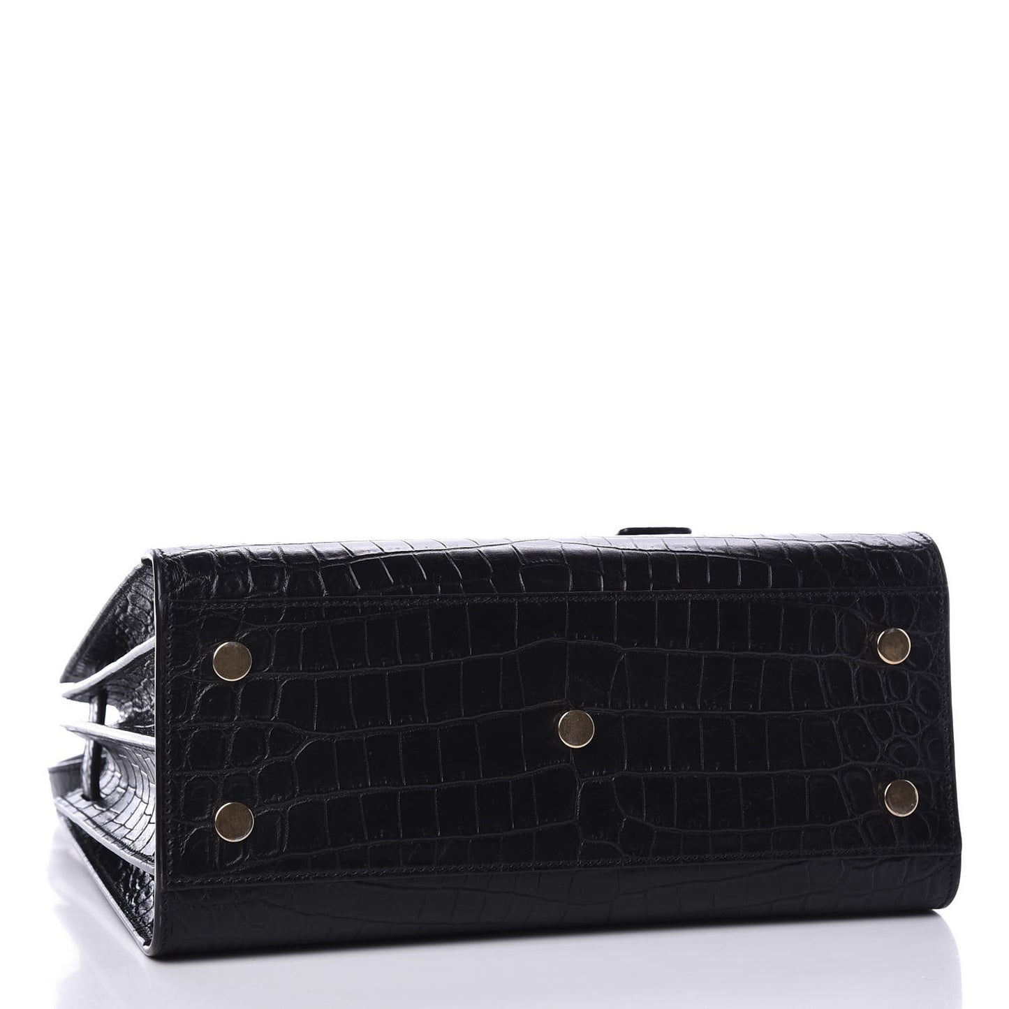 Calfskin Crocodile Embossed Baby Sac De Jour Black