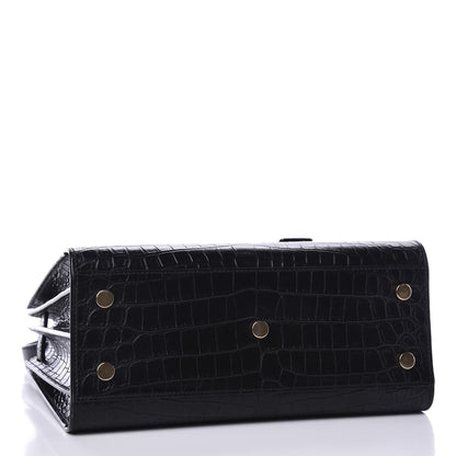 Saint Laurent Calfskin Crocodile Embossed Baby Sac De Jour Black 3 of 11