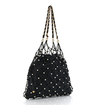 Chanel Nylon Pearl Coco Beach Net Tote Black 3 of 11