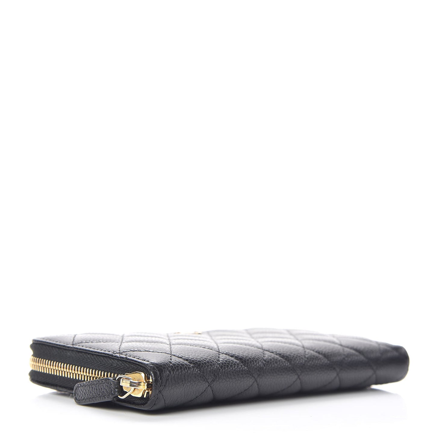 Caviar Quilted Large Gusset Zip Around Wallet Black