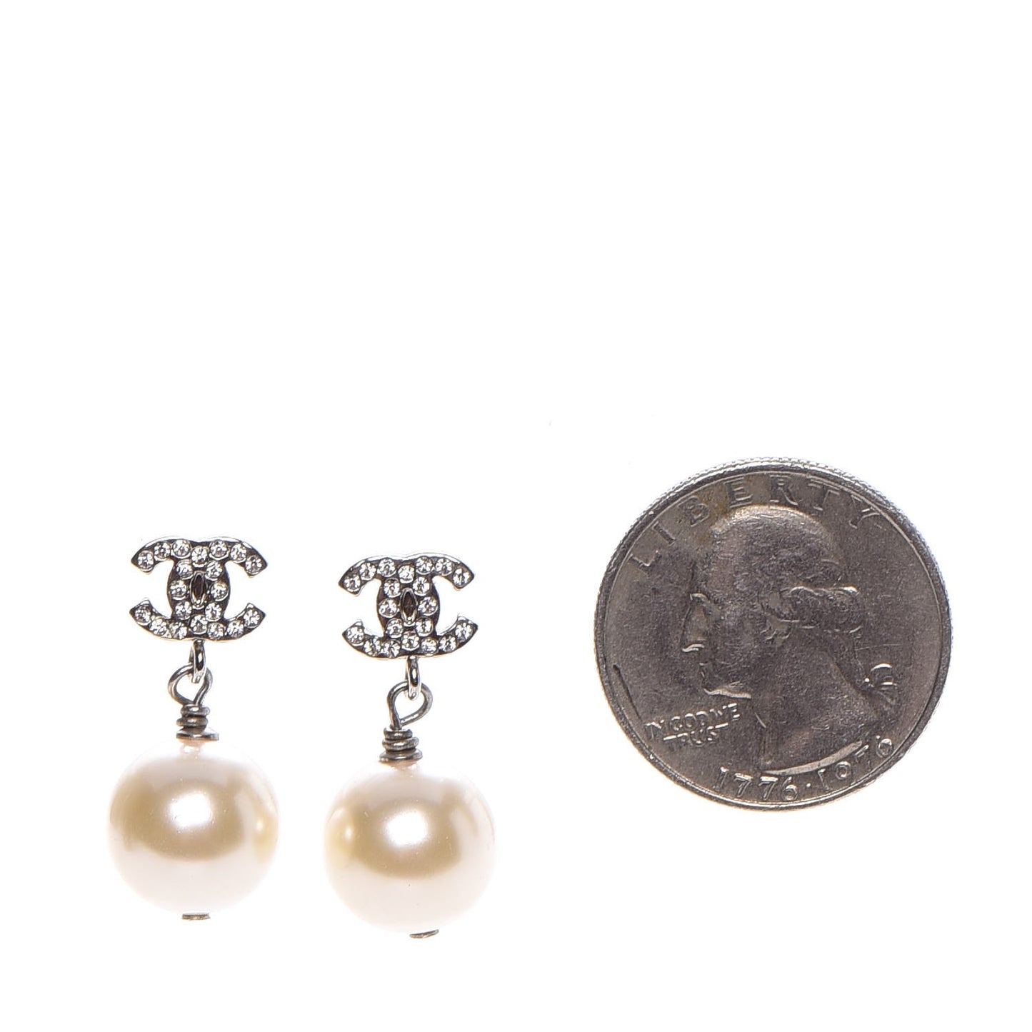 Crystal Pearl CC Drop Earrings