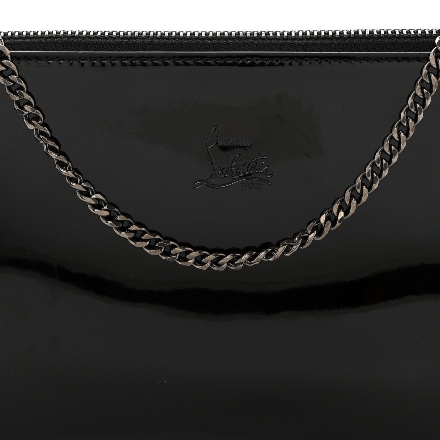 Christian Louboutin Patent Calfskin Strass Loubila Chain Clutch Black 8 of 10