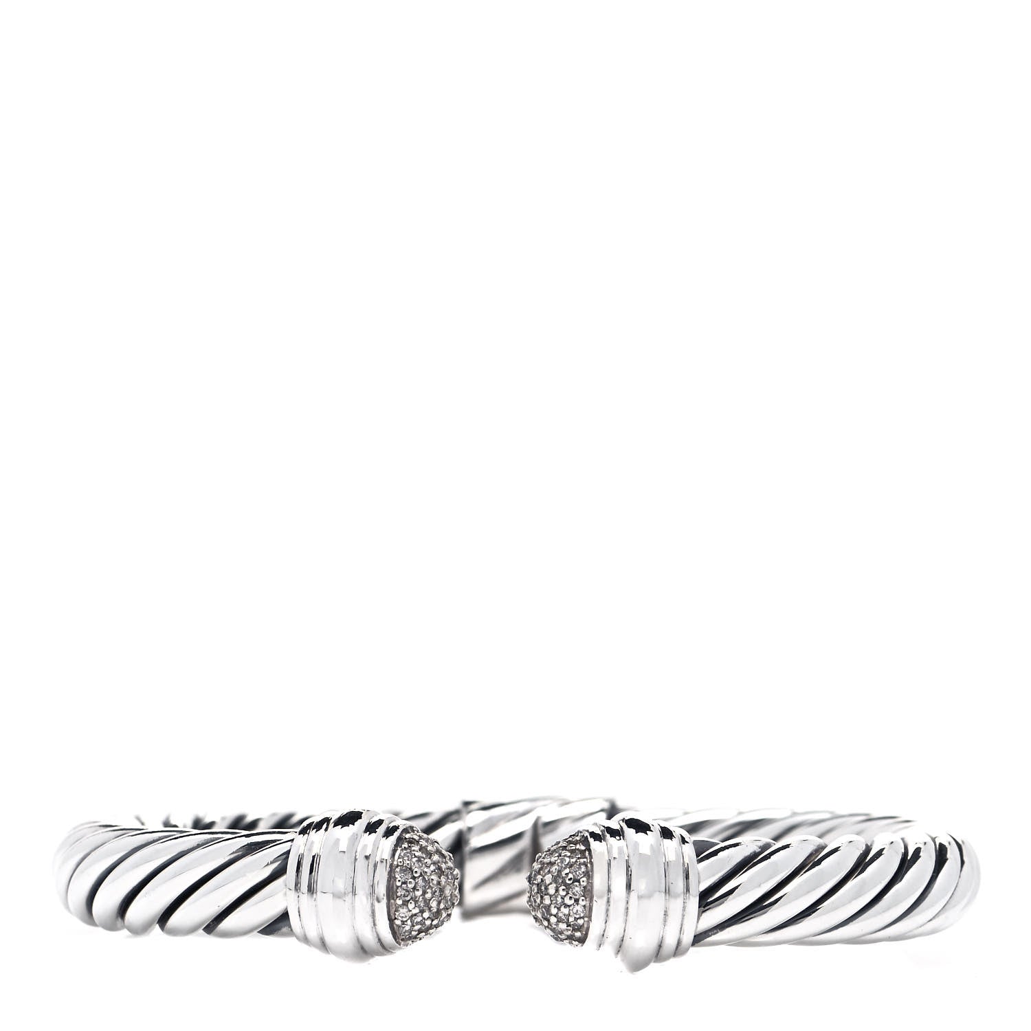 David Yurman Sterling Silver Diamond 8.5mm Cable Classics Bracelet 1 of 4