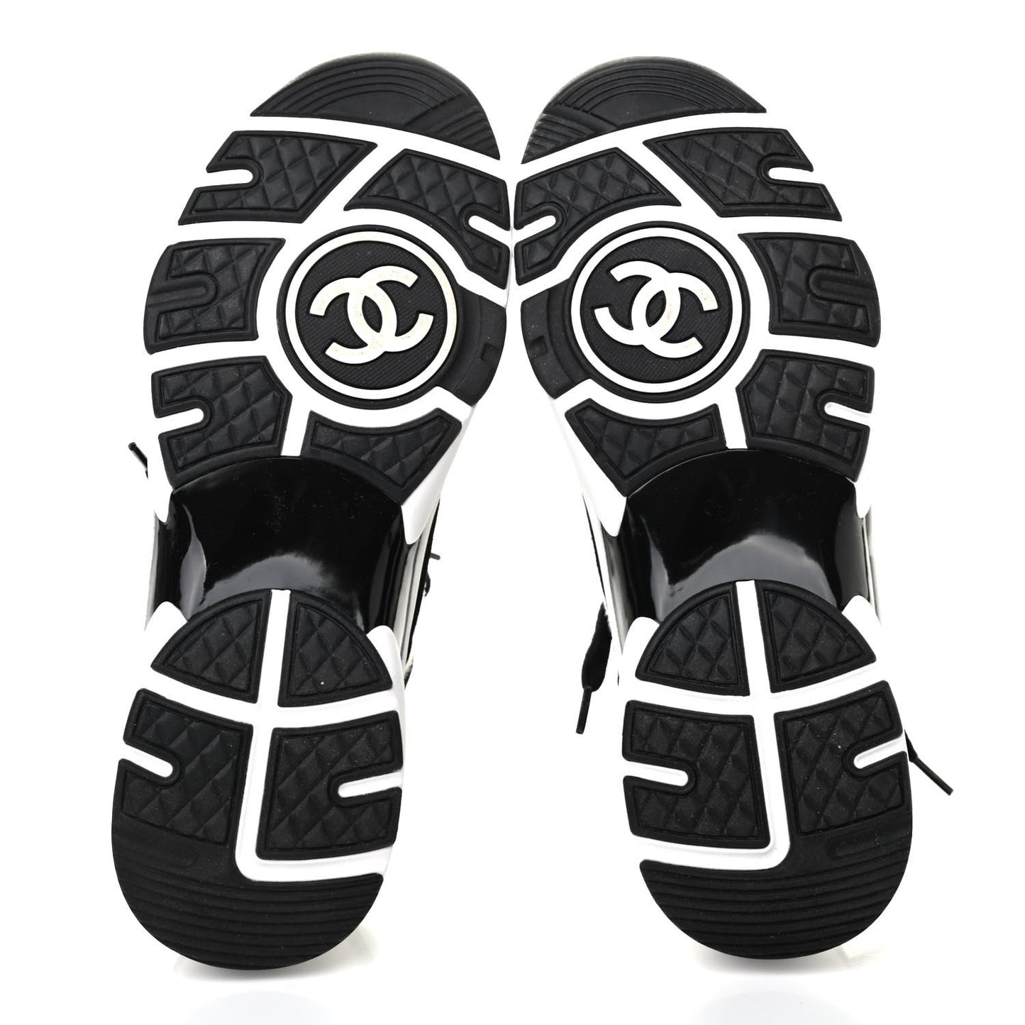 Fabric Suede Calfskin CC Sneakers 38.5 White Black
