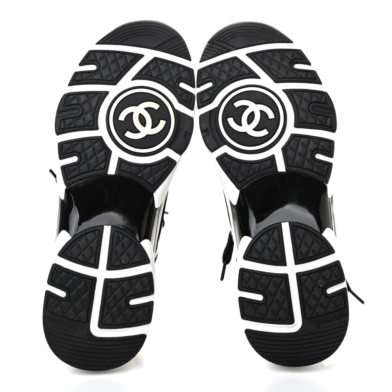 Chanel Fabric Suede Calfskin CC Sneakers 38.5 White Black 5 of 7