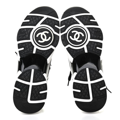 Chanel Fabric Suede Calfskin CC Sneakers 38.5 White Black 5 of 7