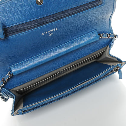 Chanel Caviar Sevruga Wallet on Chain WOC Blue 5 of 9