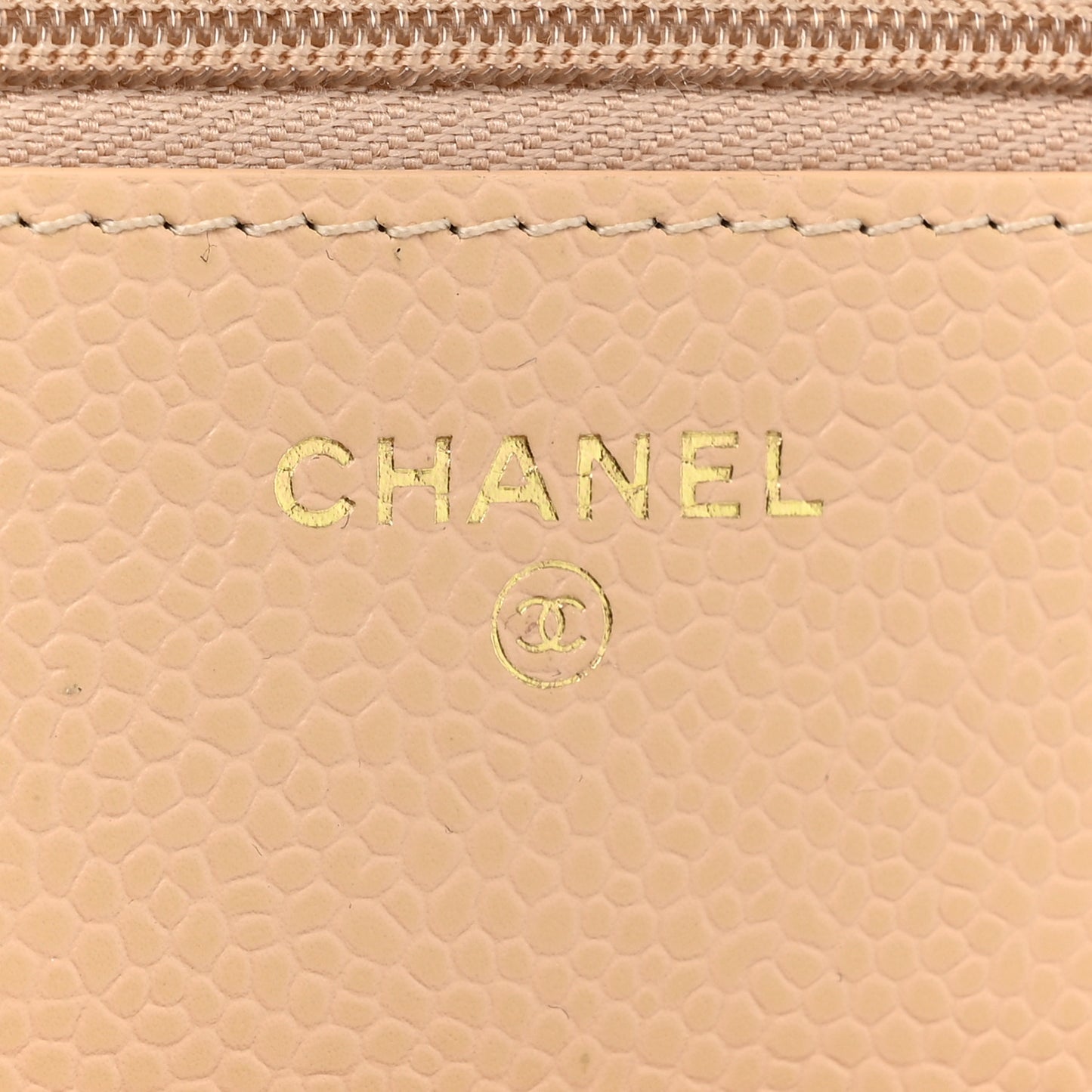 Caviar Quilted Wallet On Chain WOC Beige