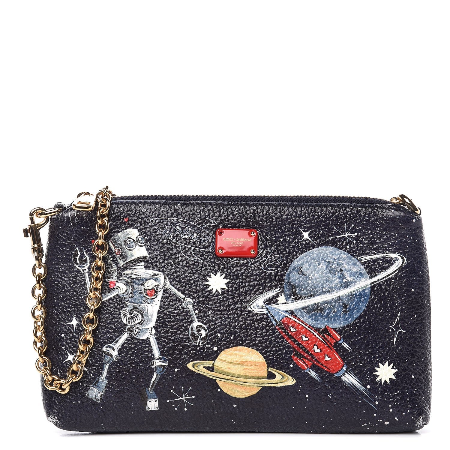 Dolce & Gabbana Grained Calfskin Space Robot Crossbody Black 1 of 6