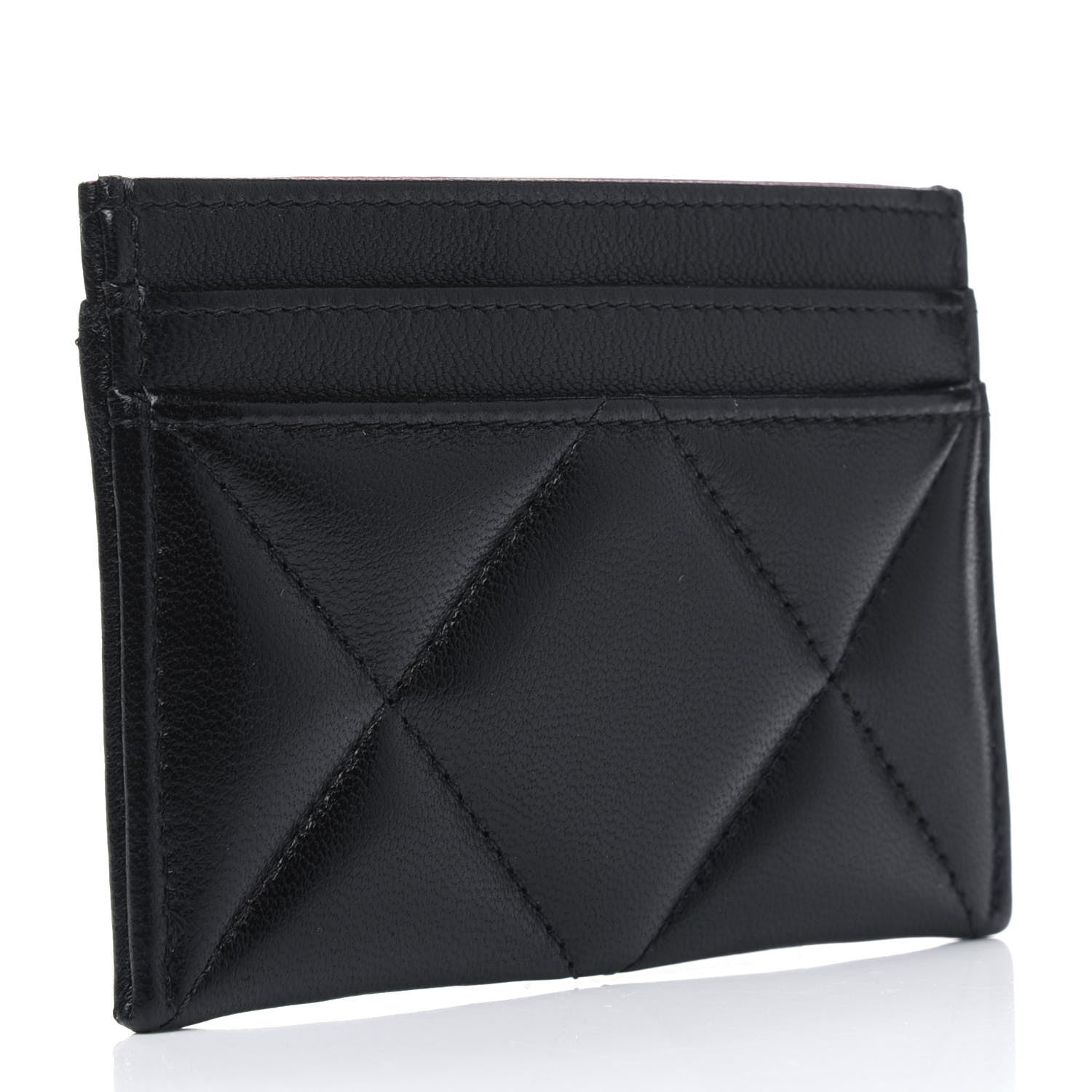 Chanel Shiny Goatskin Quilted Chanel 19 Card Holder Black 2 of 5
