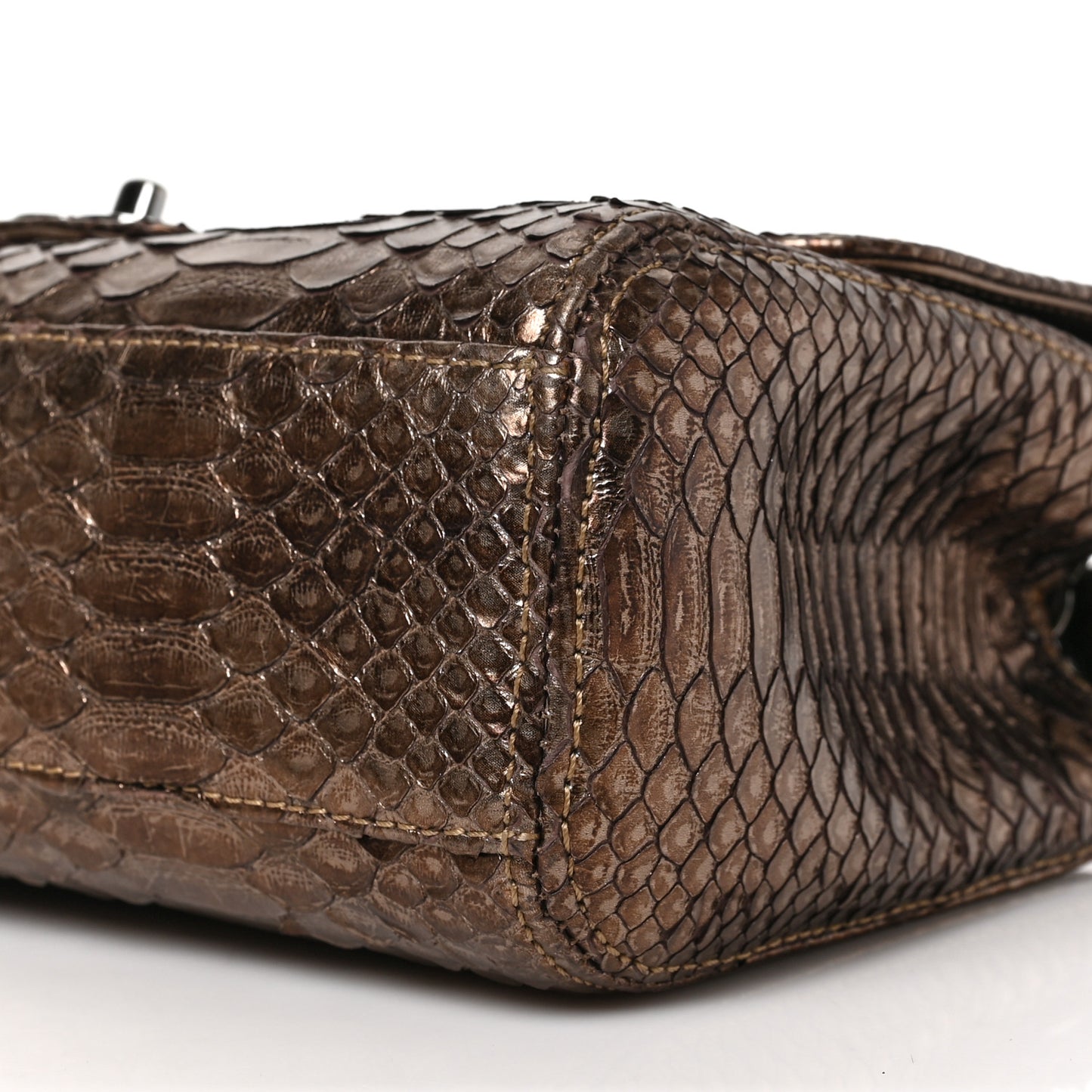Metallic Snakeskin Medium Soho Tassel Flap Bronze