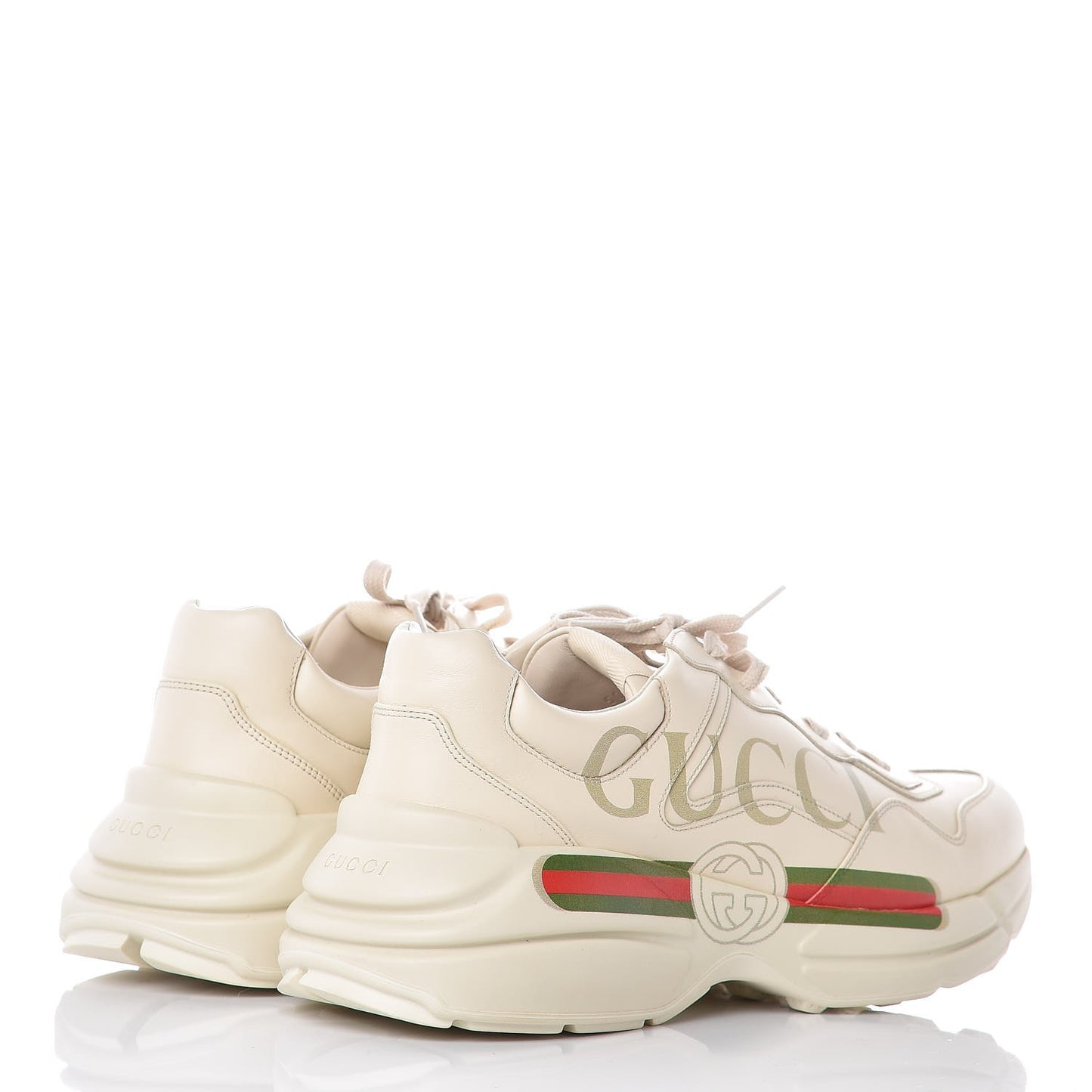 Calfskin Logo Mens Rhyton Sneakers 12 Ivory