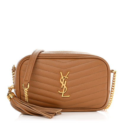 Saint Laurent Grain De Poudre Matelasse Monogram Mini Lou Camera Bag Dark Natural 1 of 9