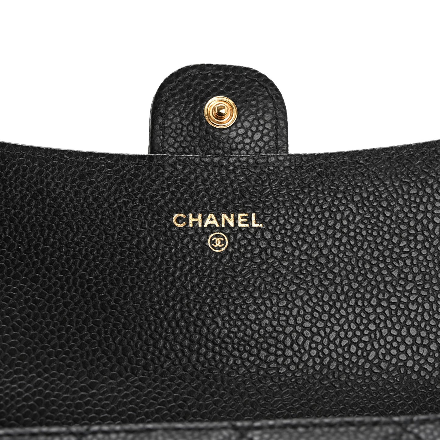 Caviar Quilted Large Gusset Flap Wallet Black