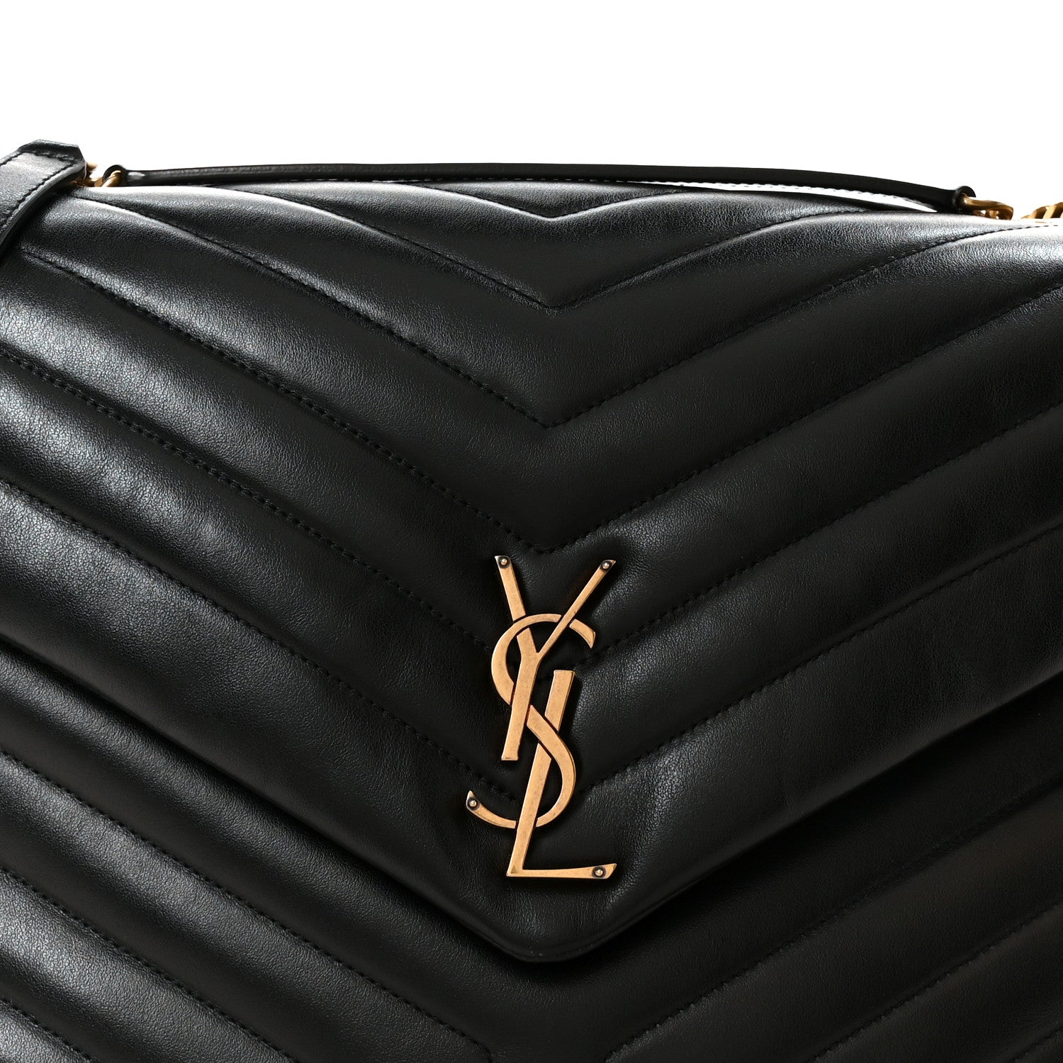 Saint Laurent Calfskin Y Quilted Monogram Large Loulou Chain Satchel Black 10 of 12