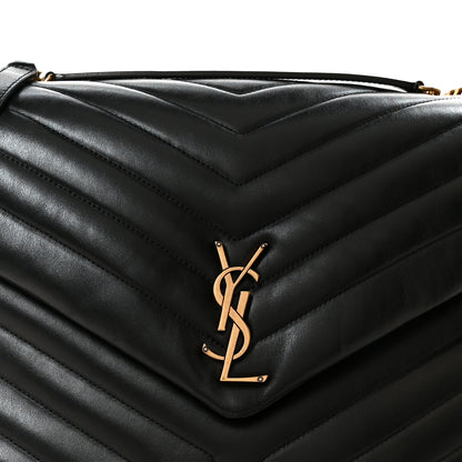 Saint Laurent Calfskin Y Quilted Monogram Large Loulou Chain Satchel Black 10 of 12
