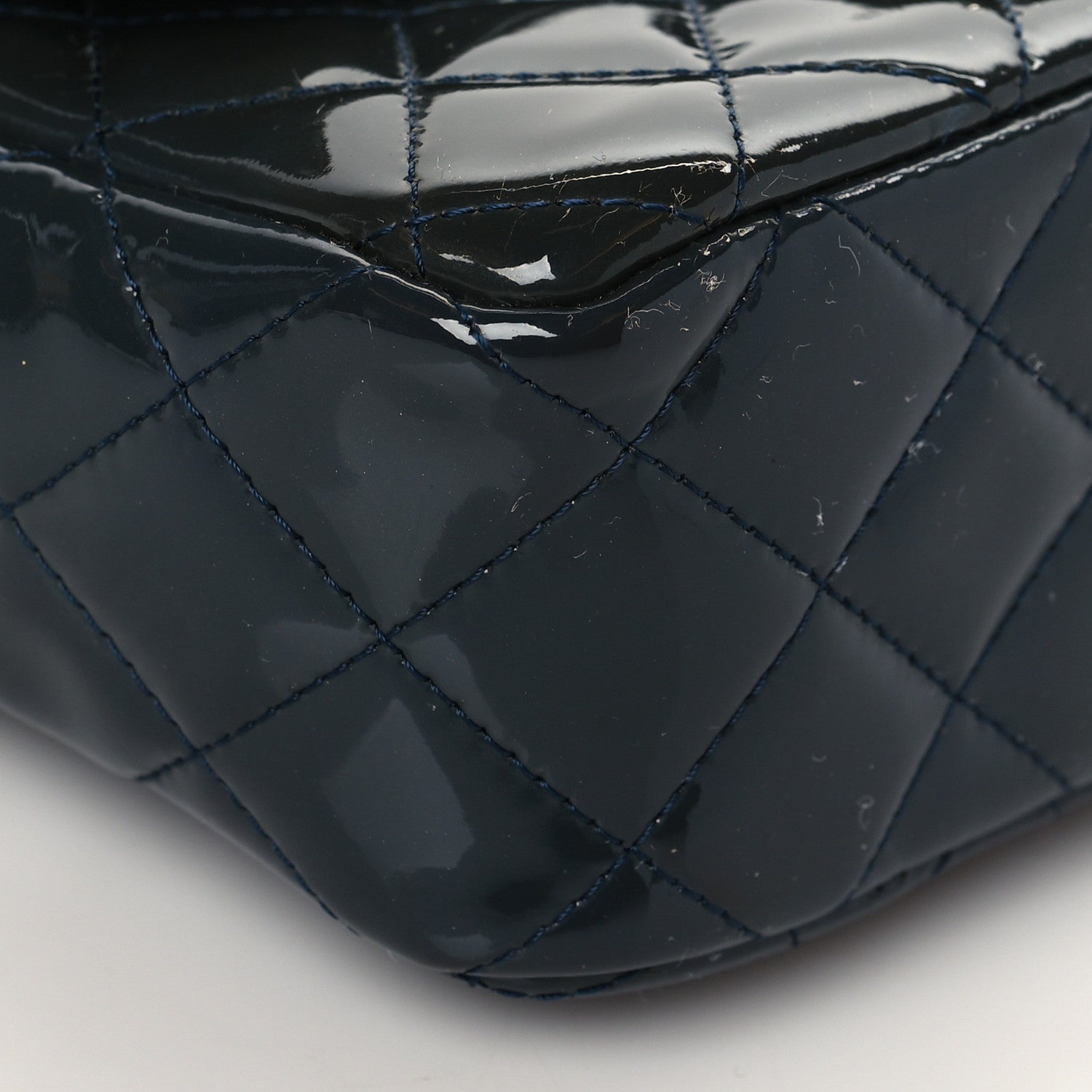 Chanel Patent Calfskin Quilted Mini Rectangular Flap Navy Blue 9 of 10