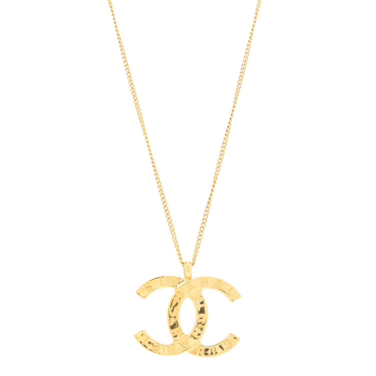 Chanel Metal CC Paris Button Necklace Gold 1 of 6