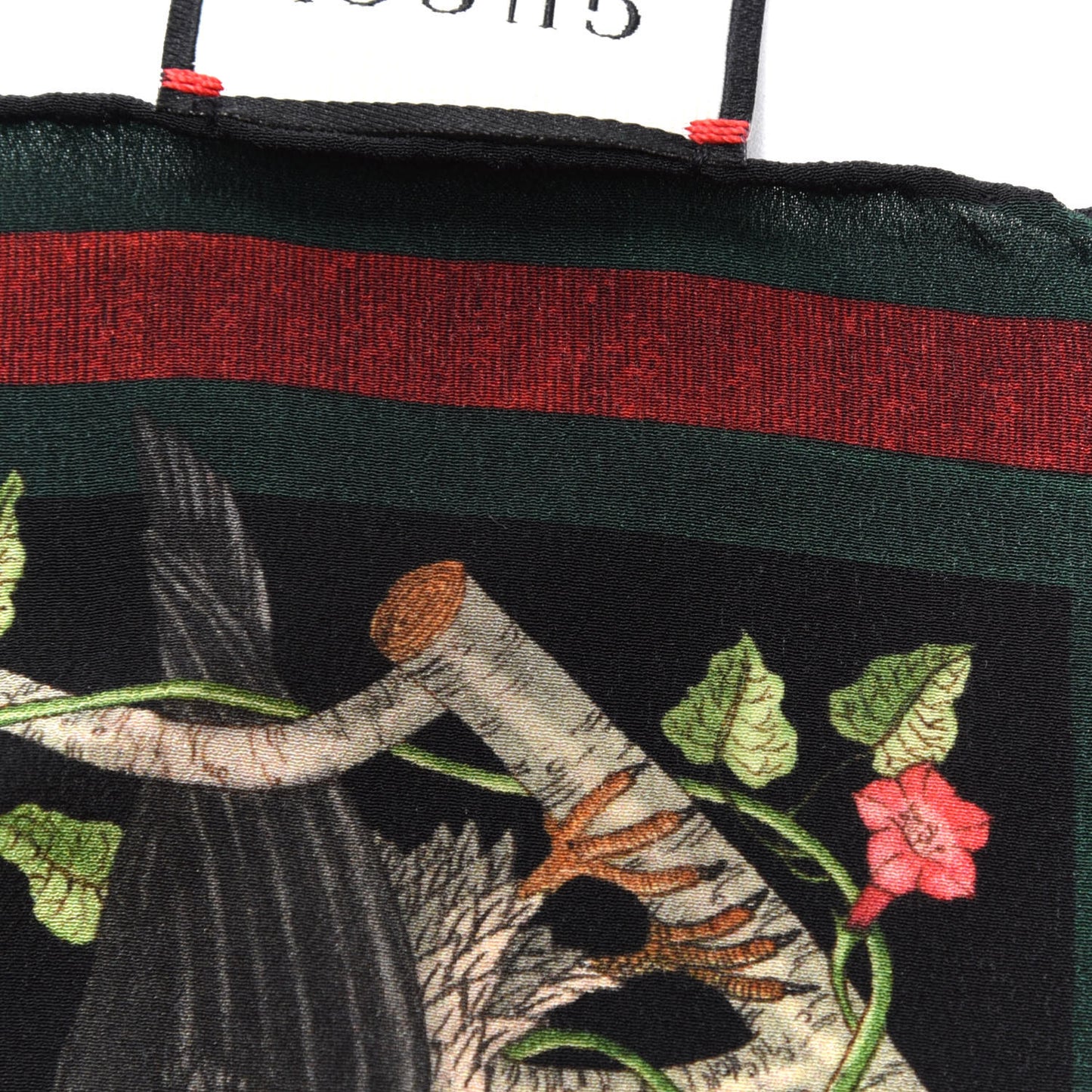 Silk Floral Condor Square Handkerchief Black