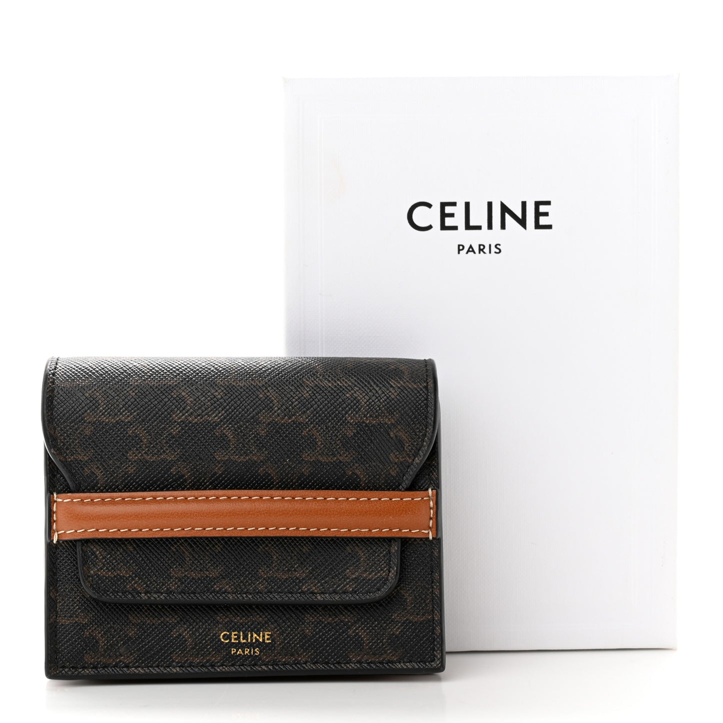 Triomphe Canvas Business Card Holder Tan