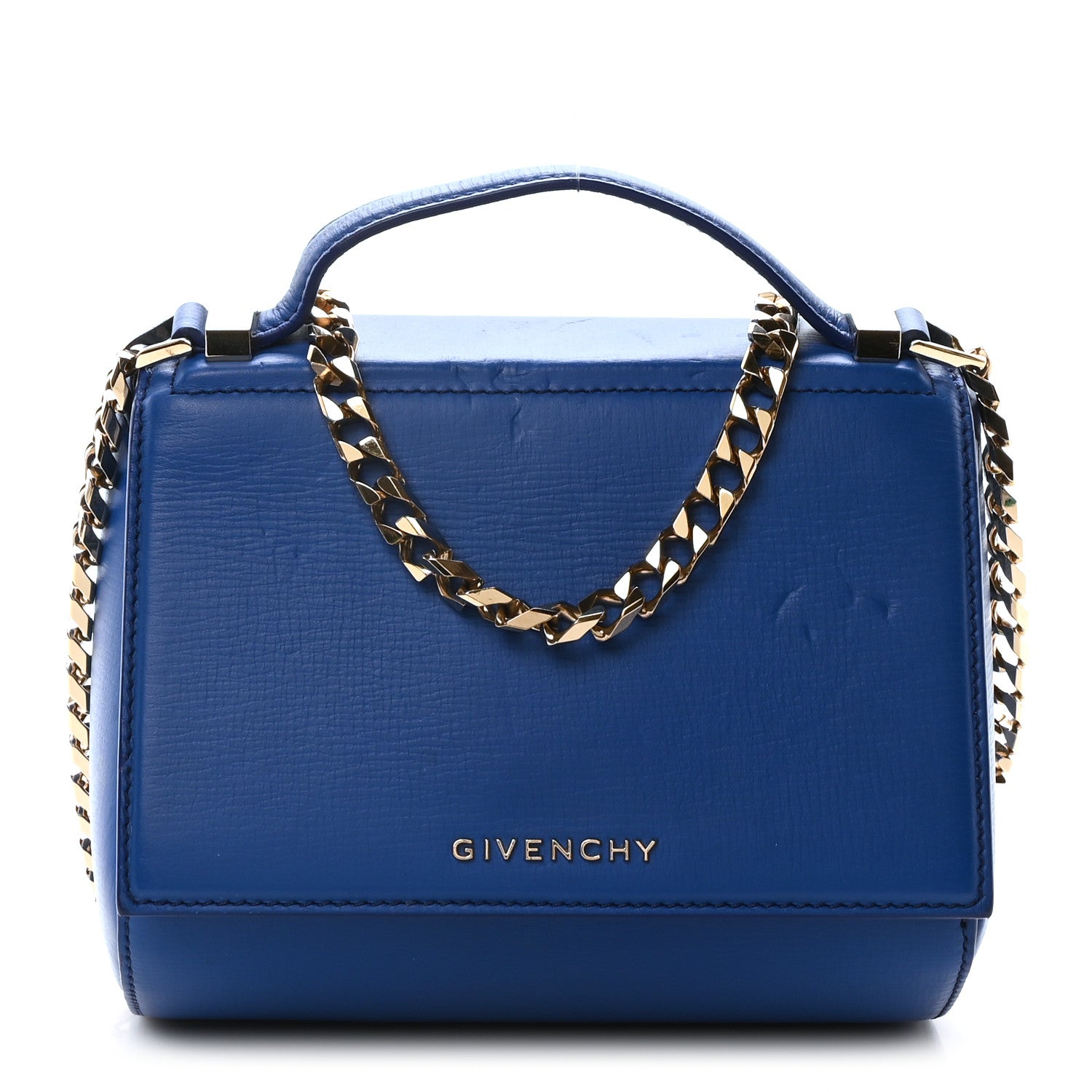 Givenchy Textured Calfskin Mini Pandora Box Chain Crossbody Bag Blue 1 of 10