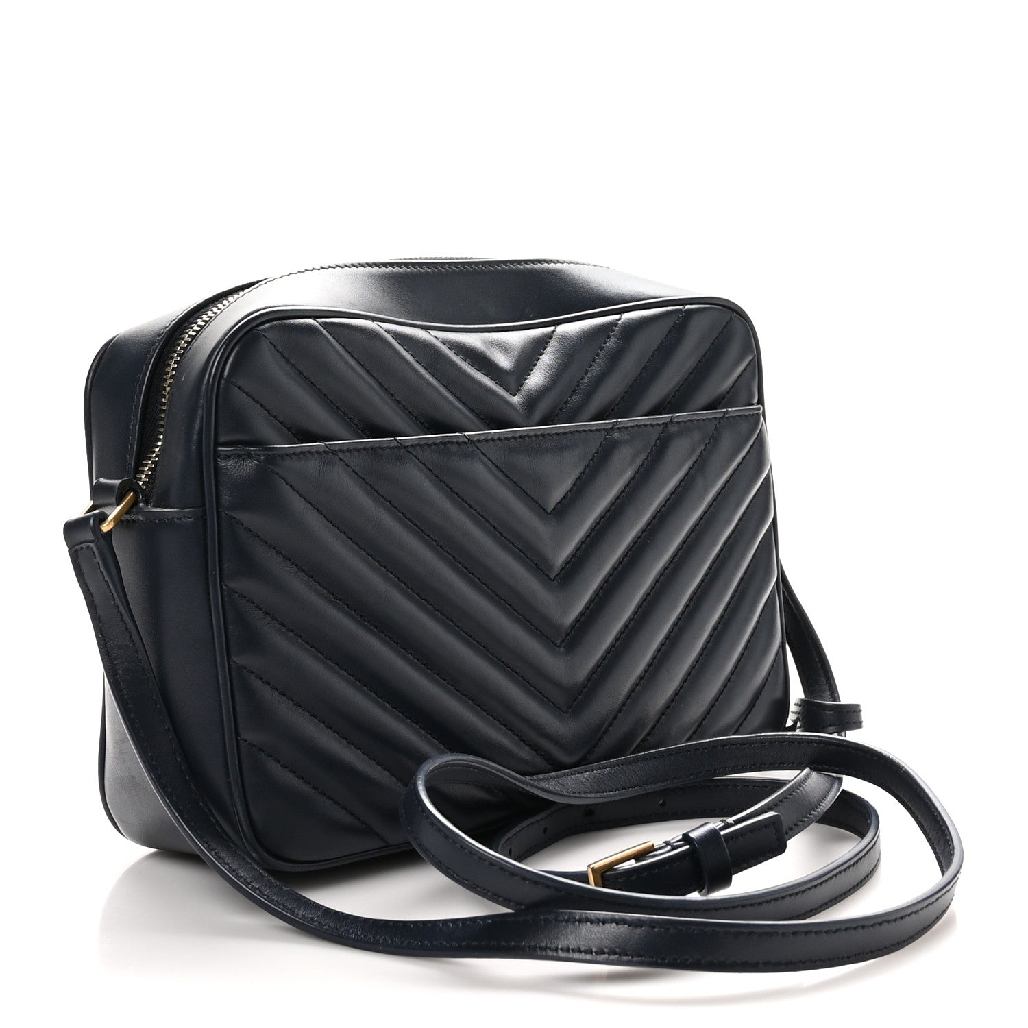 Saint Laurent Calfskin Matelasse Monogram Lou Camera Bag Deep Marine 3 of 11